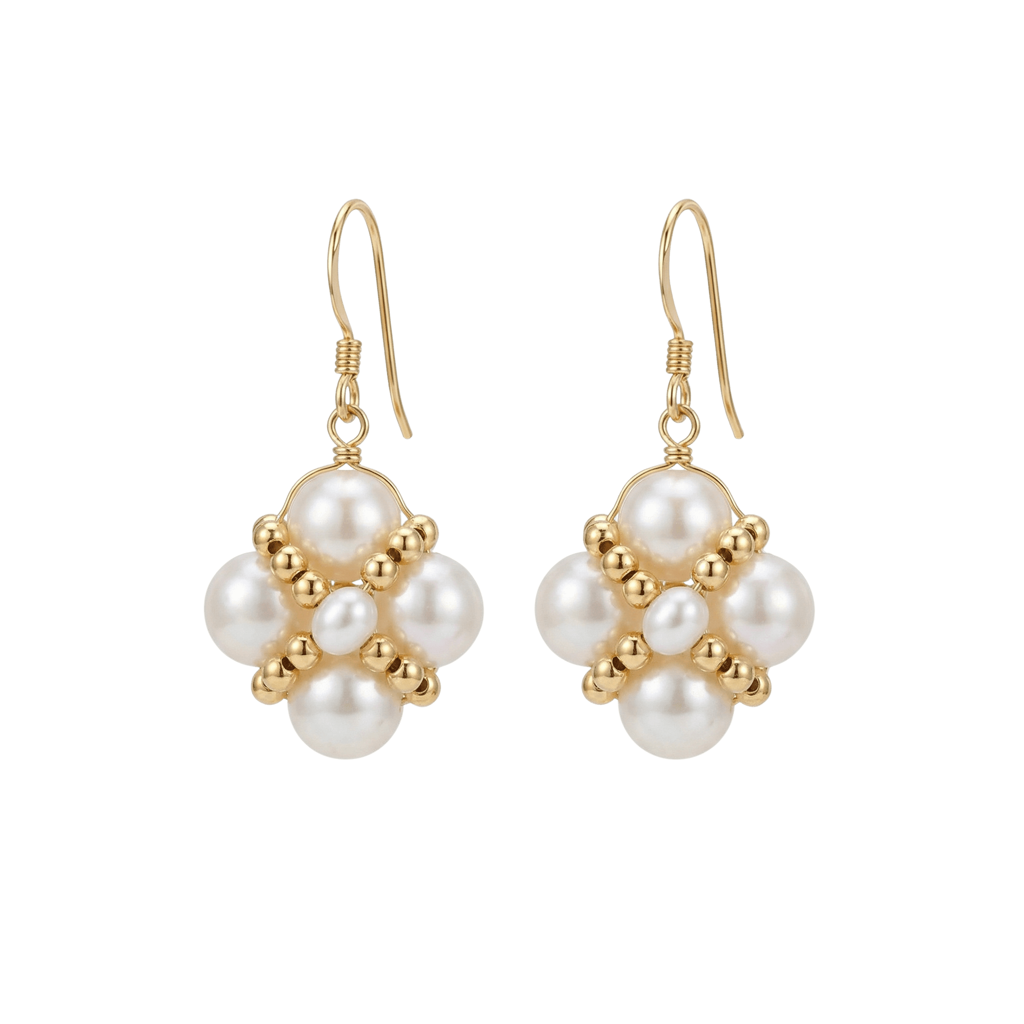 14K Fill Gold Natural Freshwater Pearl Pendant Earrings