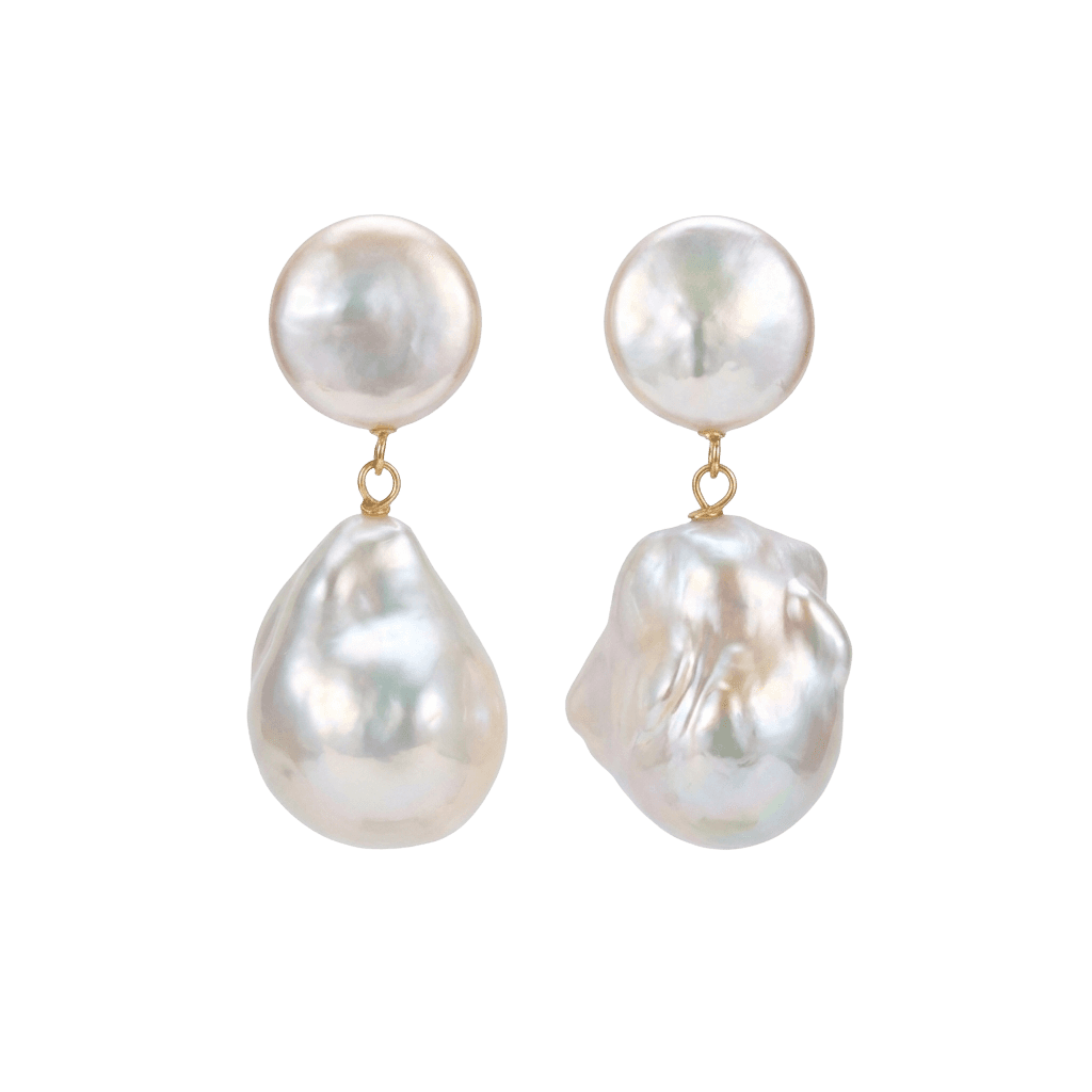 14K Filled Gold Natural Freshwater Baroque Pearl Drop Earrings