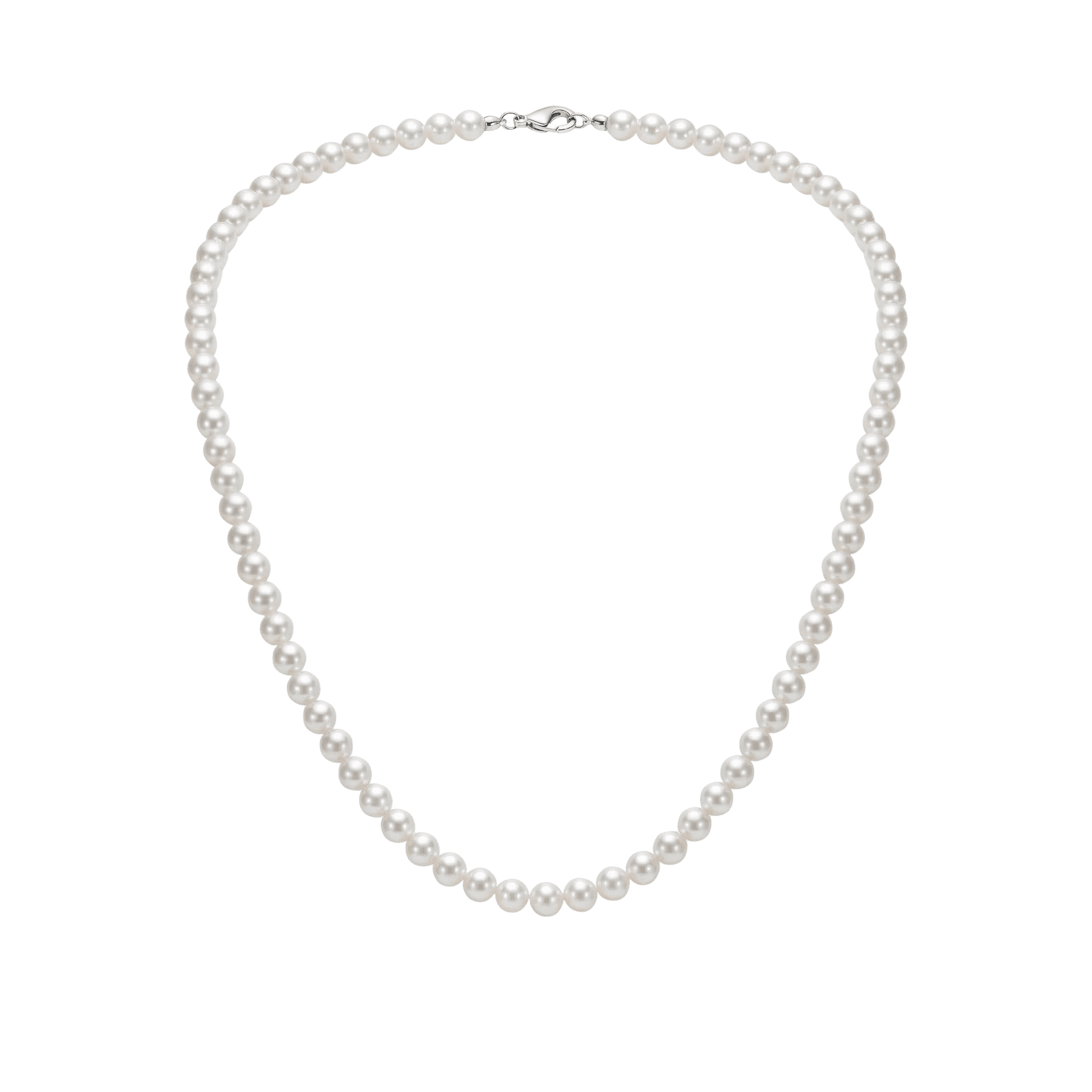14K Filled Gold Natural Freshwater White Round Pearl Beaded Necklace